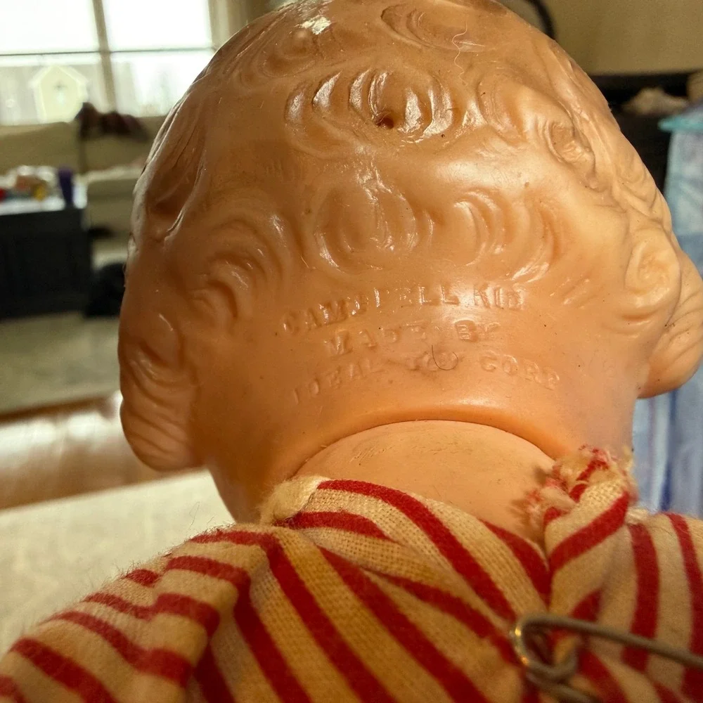 Vintage Ideal Toy Corp Campbell Kid Doll Red Striped Shirt Apron‎ Collectible
